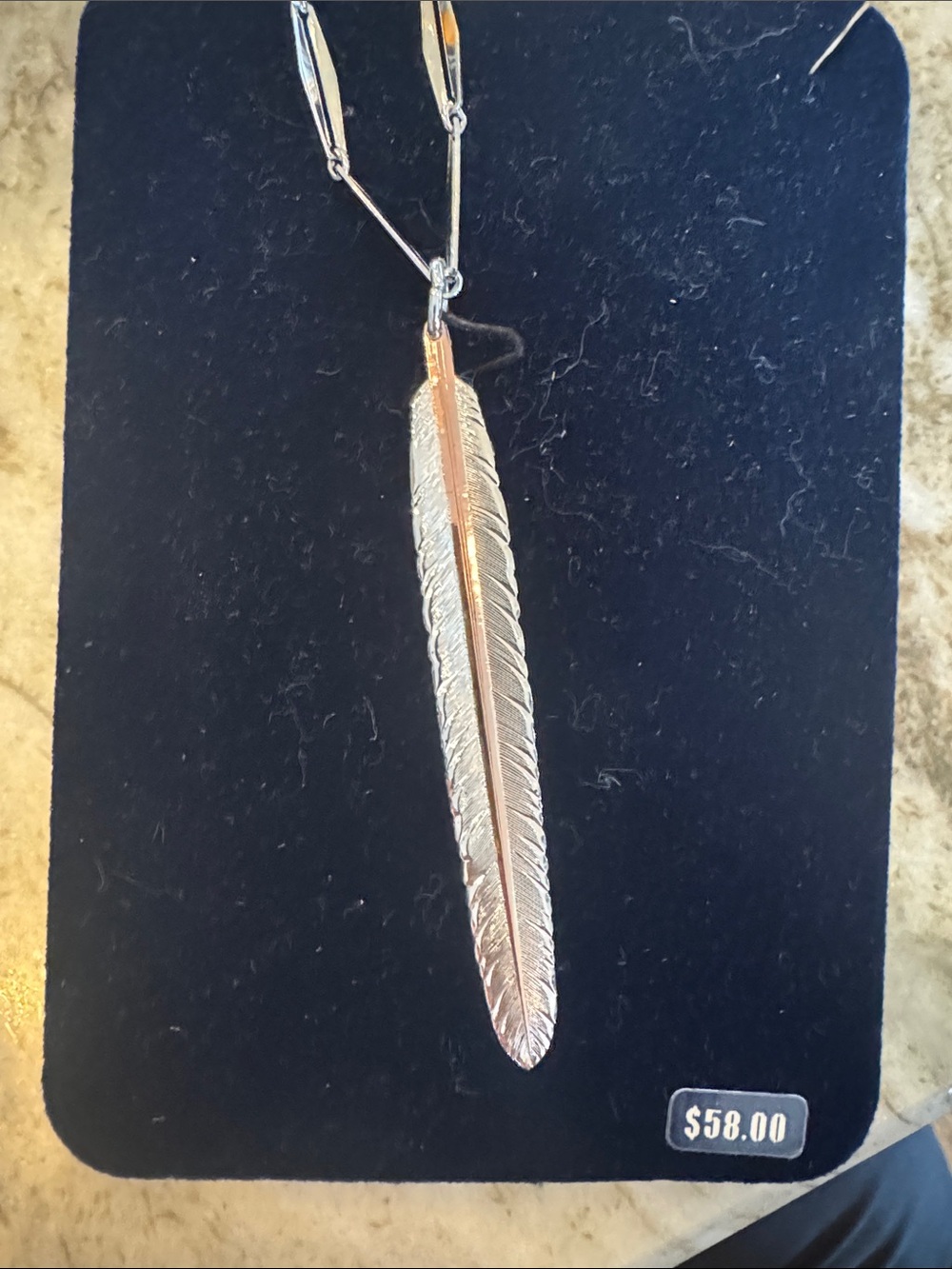 Montana Silversmiths Silver and Rose Gold Feather Pendant Necklace